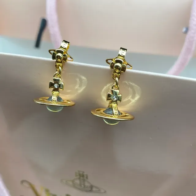 Vivienne Westwood Orb Brincos pendentes de pedra verde 4