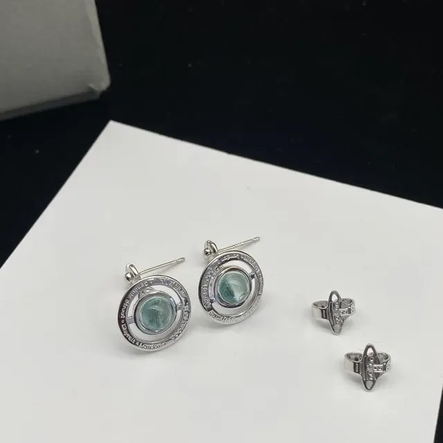 Vivienne Westwood Orb Brincos pendentes de pedra verde 5