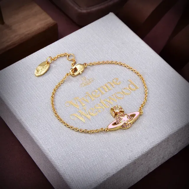 Vivienne Westwood Orb 粉色搪瓷金色调项链 4