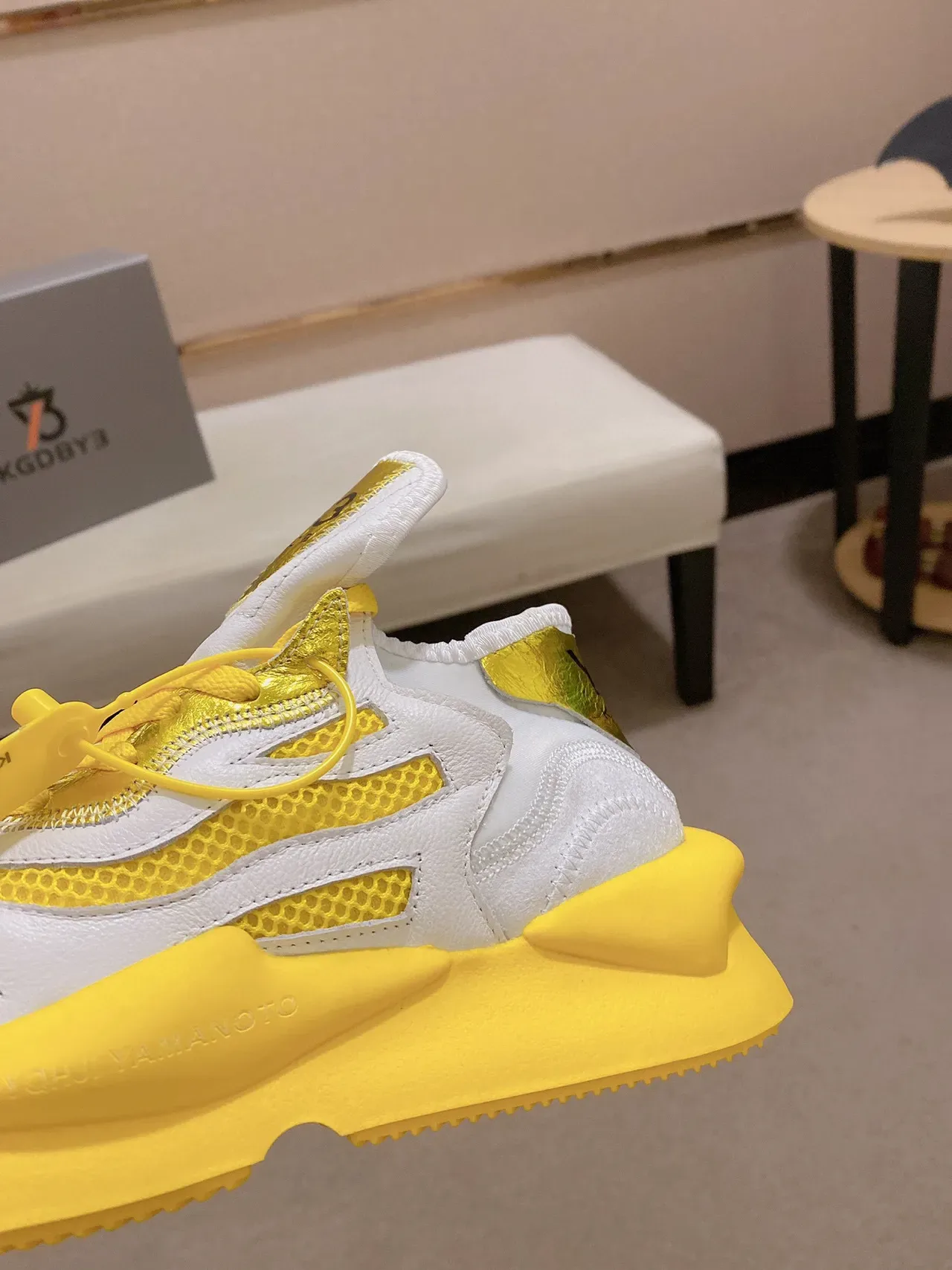 Y-3 Runner White and Yellow Chunky Sneakers 2