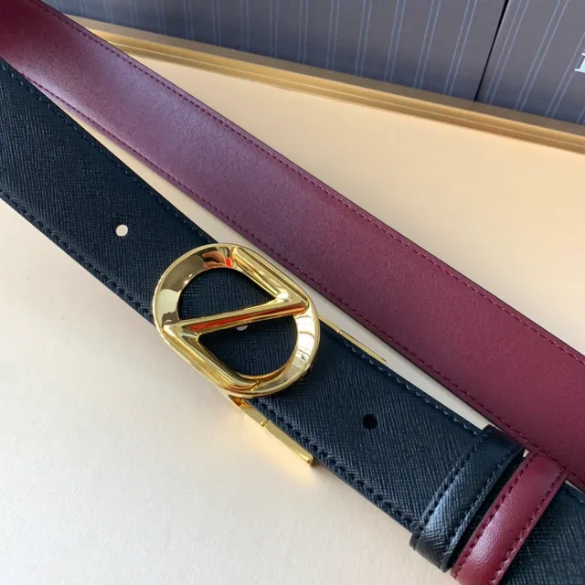 Zegna Black Burgundy Reversible Two-Tone Textured Exterior Leather Belt 2