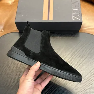 Zegna Black Suede Chelsea Boots — catalogue photo via WWTop Yupoo