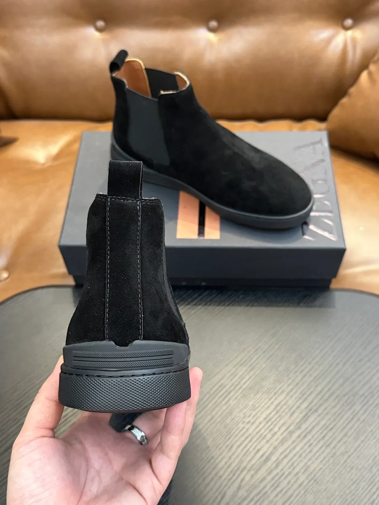 Zegna Black Suede Chelsea Boots 3