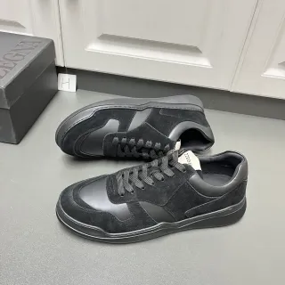 Zegna Black Suede-Leather Panelled Low-Top Lifestyle Sneakers