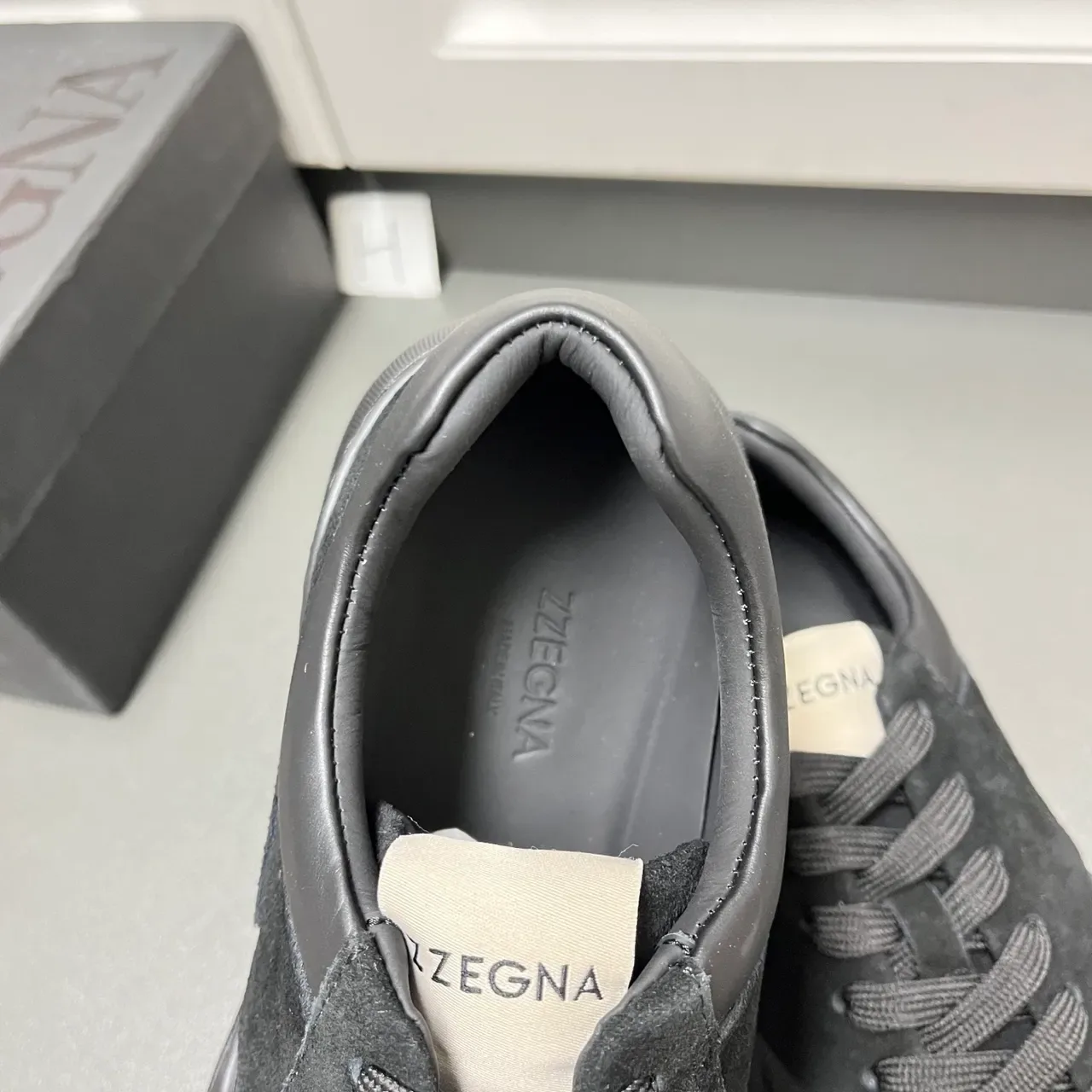 Zegna أحذية رياضية سوداء سحاب جلد بانيل لايف ستايل منخفضة الارتفاع 5