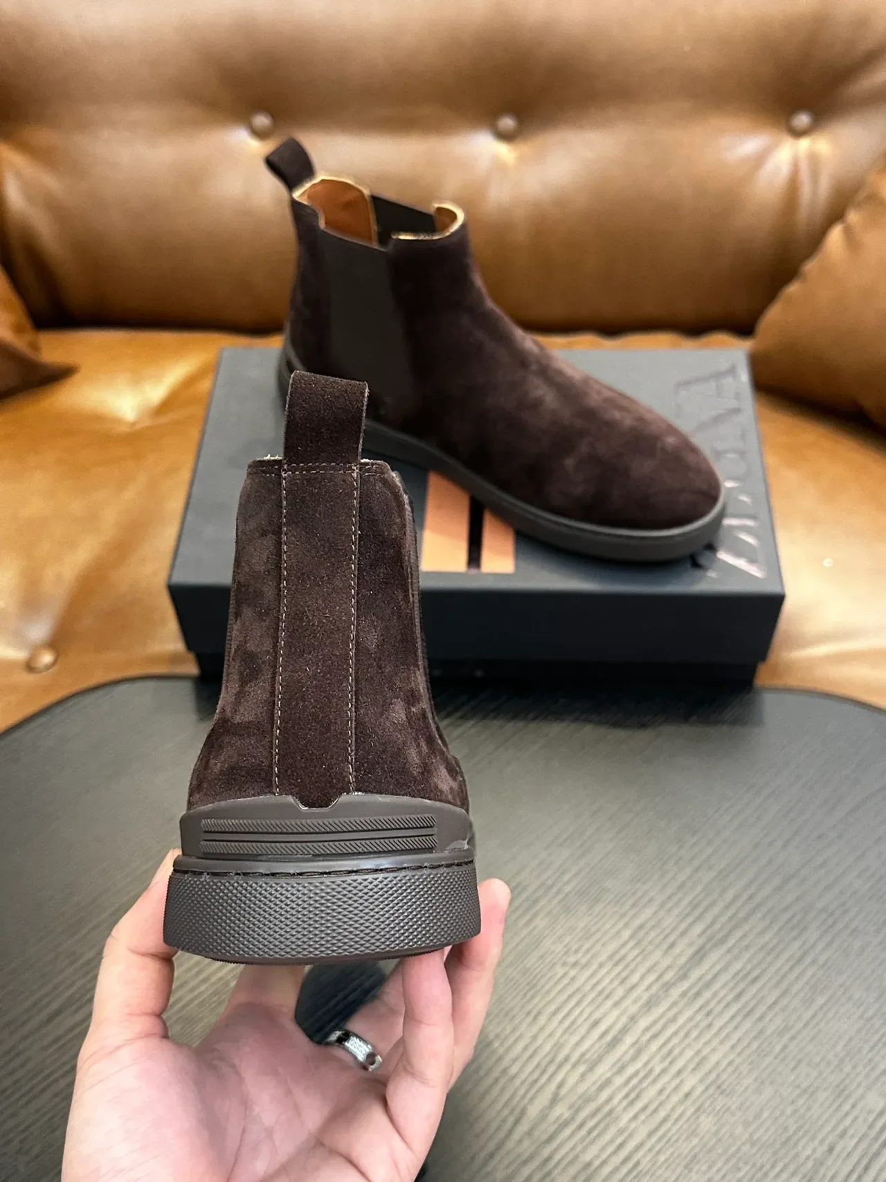 Zegna Brown Suede Chelsea Boots 3