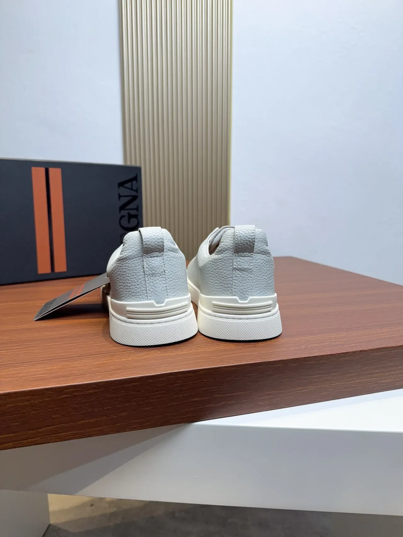 Zegna tênis lifestyle cinza slip-on dupla textura 3