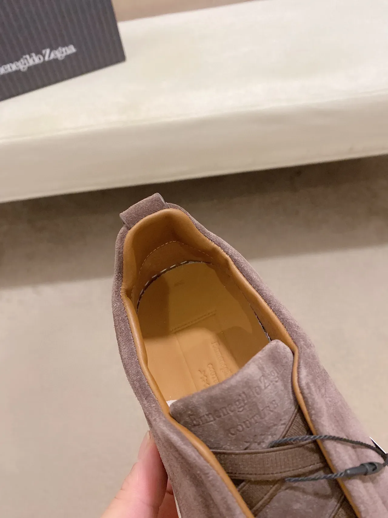 Zegna 棕色麂皮一脚蹬休闲鞋 5