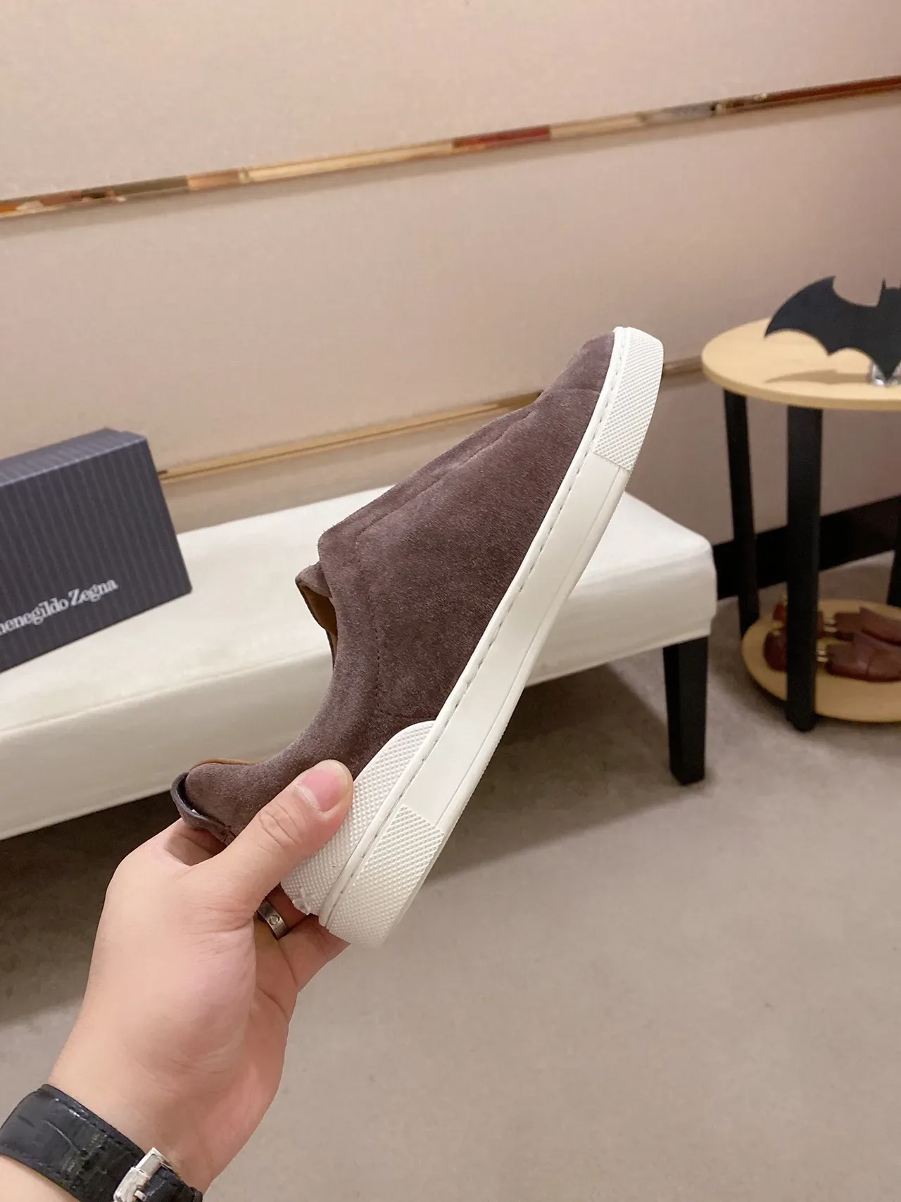 Zegna 棕色麂皮一脚蹬休闲鞋 7