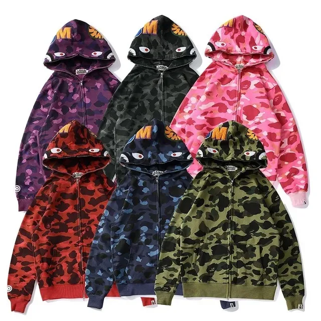 A Bathing Ape ABC Camo Shark Multicolor Full-Zip Front Camouflage Print Hoodie 1