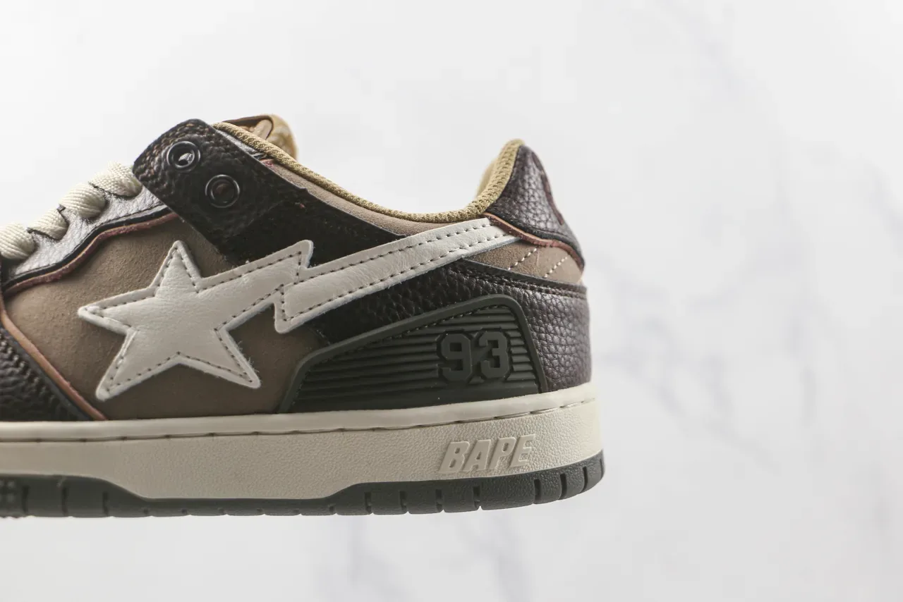 A Bathing Ape BAPE STA Marrom Bege Star Logo Tênis Lifestyle 7