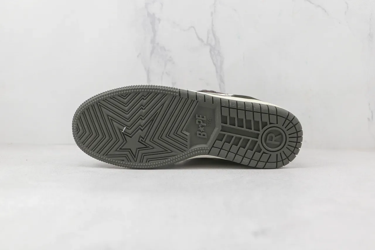 A Bathing Ape BAPE STA Marrom Bege Star Logo Tênis Lifestyle 8