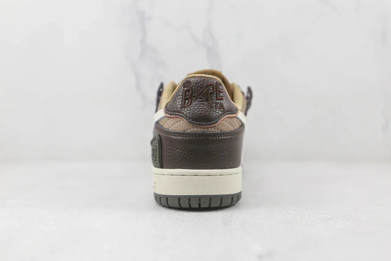 A Bathing Ape BAPE STA Marrom Bege Star Logo Tênis Lifestyle 9