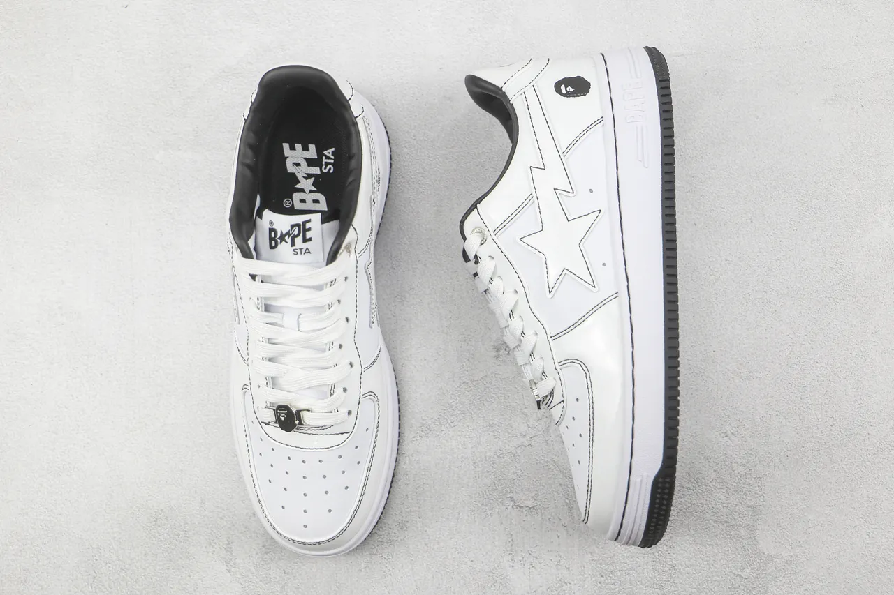 A Bathing Ape BAPE STA White Black Lifestyle Sneakers 3