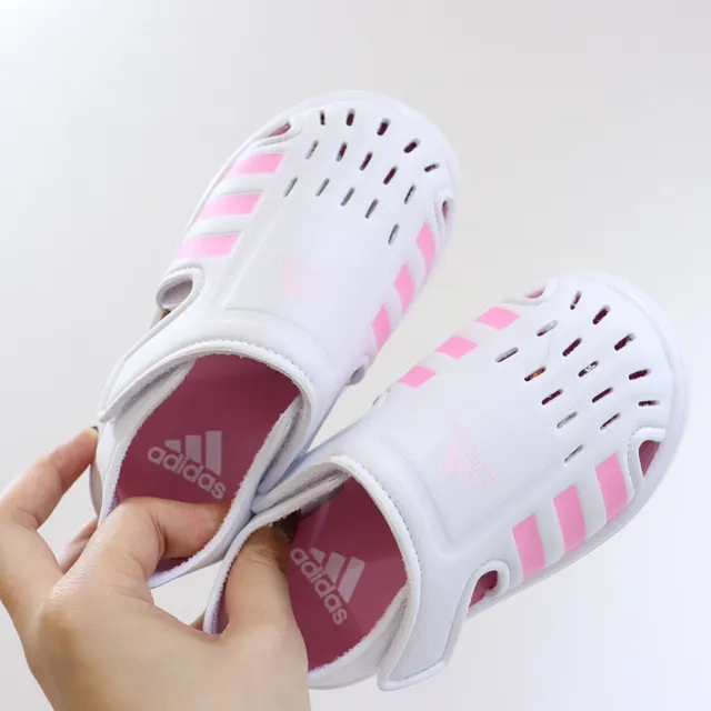 Adidas Adilette Aqua White Pink স্লিপ-অন ছিদ্রযুক্ত উপরের ক্যাজুয়াল স্যান্ডাল 4