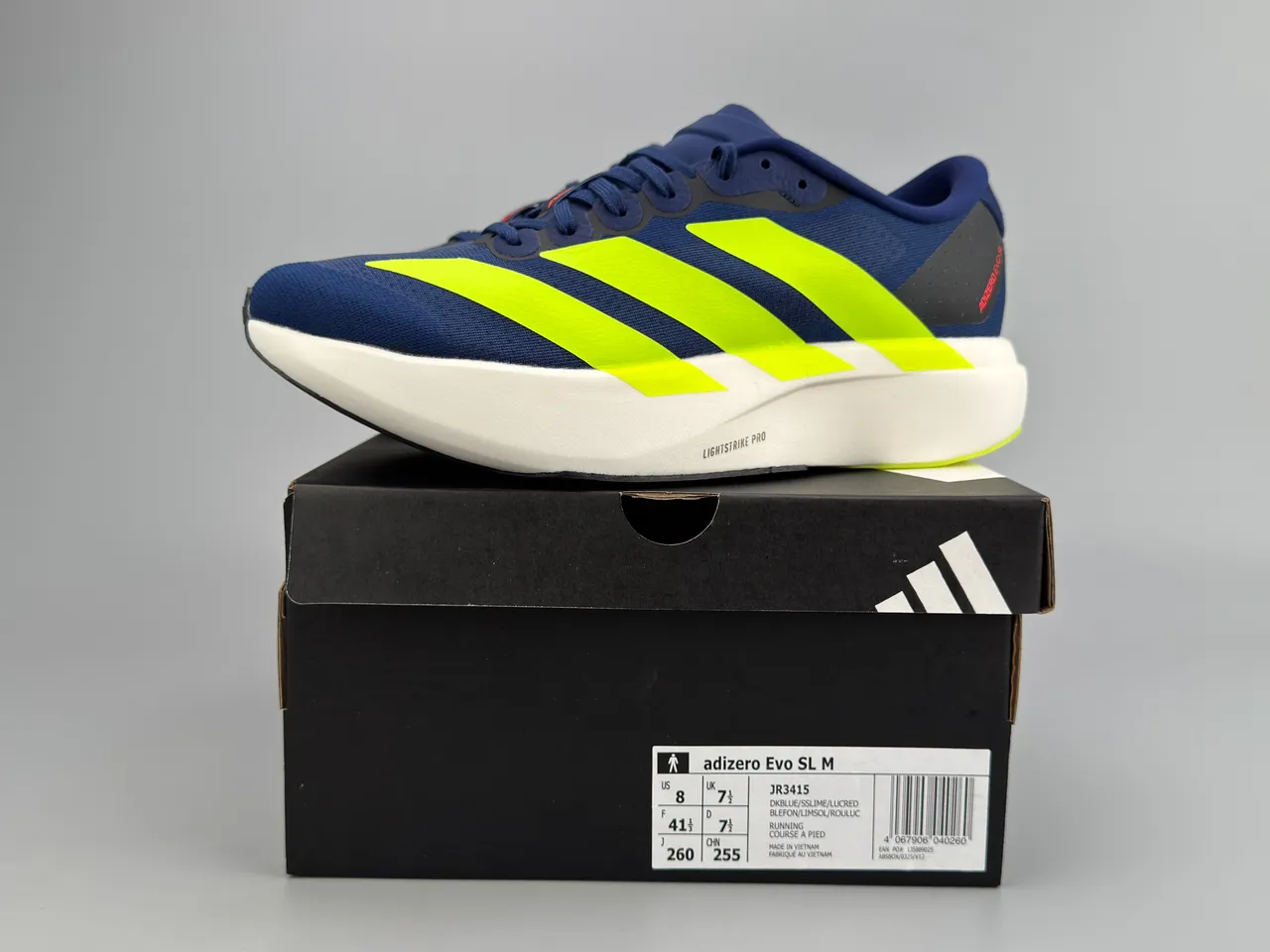 Adidas Adizero Evo SL Navy and Neon Yellow أحذية الجري 4