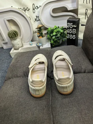Adidas Beige Marrom Mary Jane Sem Cadarço Correia Tela Tecida Superior Sneakers Lifestyle 8