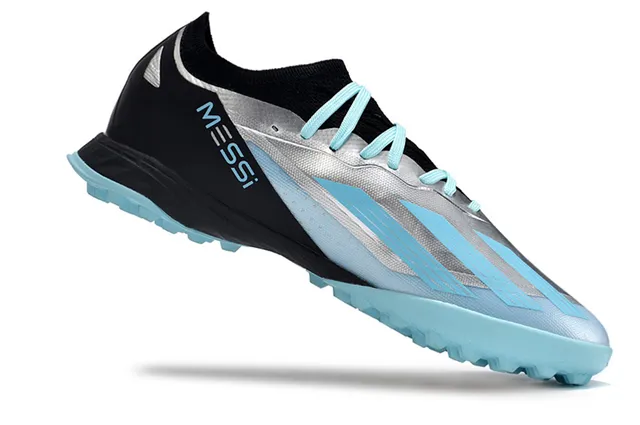 Adidas Chaussures de Football Noir Bleu Basses avec Empiècement Ajusté à la Chaussette Gazon Artificiel 2