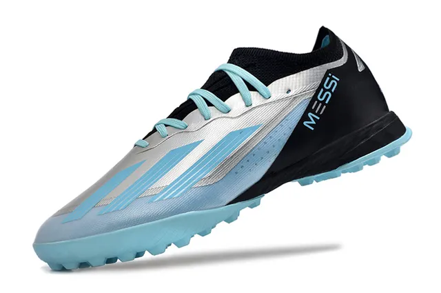 Adidas Chaussures de Football Noir Bleu Basses avec Empiècement Ajusté à la Chaussette Gazon Artificiel 3