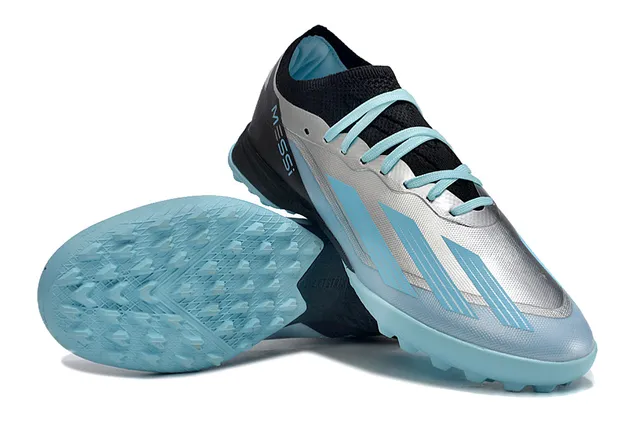 Adidas Chaussures de Football Noir Bleu Basses avec Empiècement Ajusté à la Chaussette Gazon Artificiel 4