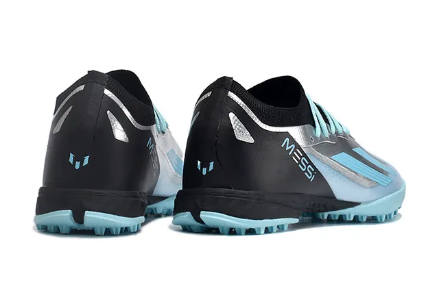 Adidas Chaussures de Football Noir Bleu Basses avec Empiècement Ajusté à la Chaussette Gazon Artificiel 5