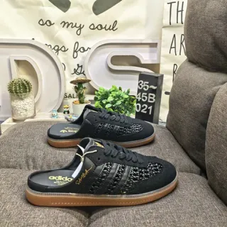 Adidas Black Brown Woven Upper Gum Sole Loafer