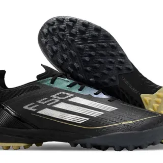 Adidas Black Gold Baixo Corte Parte Superior Sintética Piquetes Conicos Moldados Sapatos de Futebol para Gramado