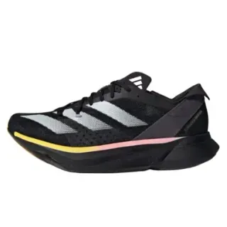 Adidas Tênis de corrida pretos e cinza com upper de malha engenheirada e branding de three-stripe