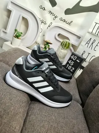 Adidas Black Gray Mesh Upper Three-Stripe Side Panel Lifestyle Sneakers 18