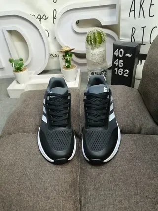 Adidas Black Gray Mesh Upper Three-Stripe Side Panel Lifestyle Sneakers 19