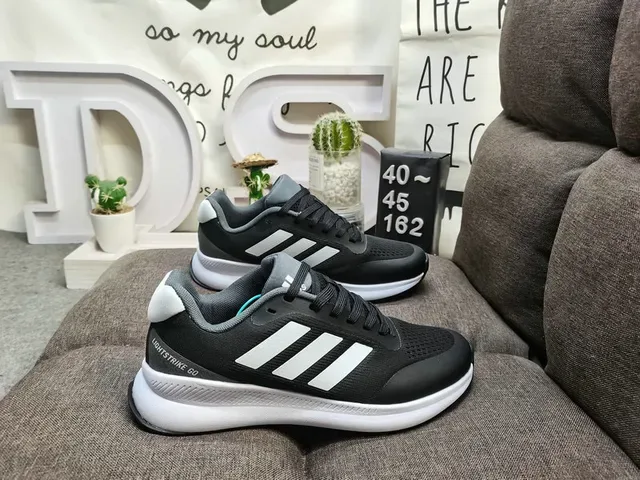 Adidas Black Gray Mesh Upper Three-Stripe Side Panel Lifestyle Sneakers 20