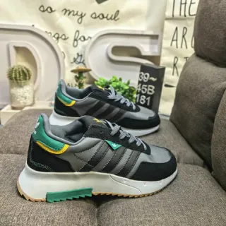 Adidas أسود أخضر ريترو رنر سيليويت ثلاث شرائط لوحة جانبية سينيكرز لايف ستايل