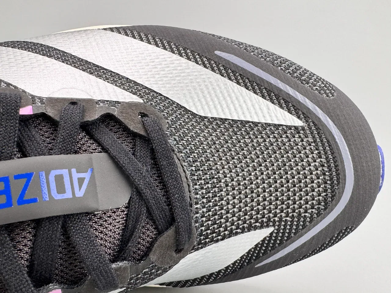 Adidas Black Purple Engineered Mesh Upper Three-Stripe Branding Running Shoes 2