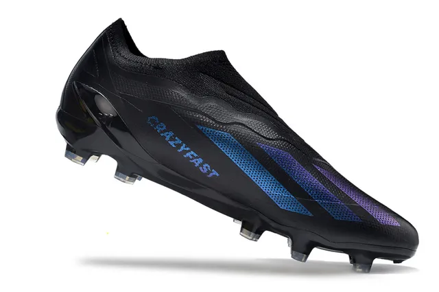 Adidas Black Purple Low-Cut Knit Collar Gradient Stripe Overlay Firm-Ground Soccer Shoes 2