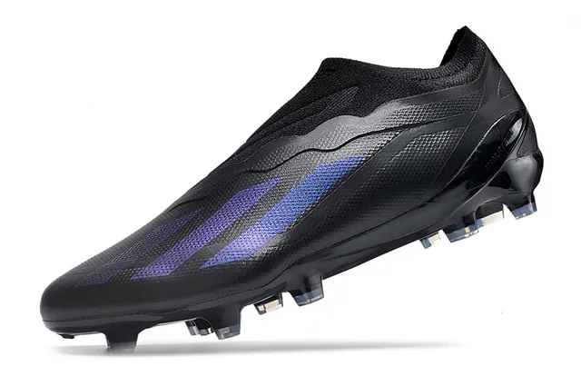 Adidas Black Purple Low-Cut Knit Collar Gradient Stripe Overlay Firm-Ground Soccer Shoes 3