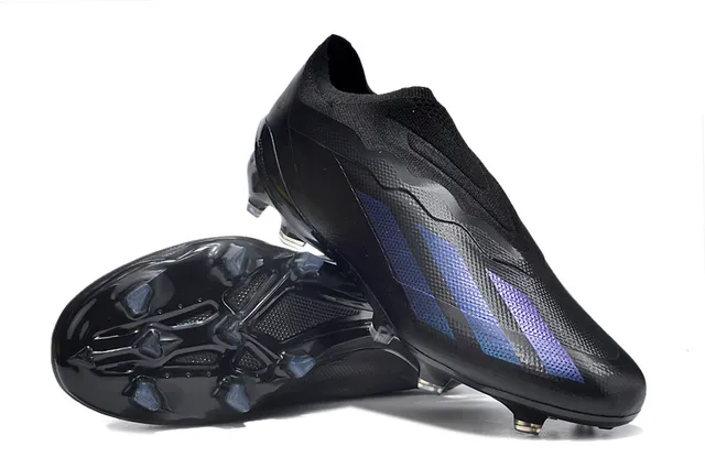 Adidas Black Purple Low-Cut Knit Collar Gradient Stripe Overlay Firm-Ground Soccer Shoes 4