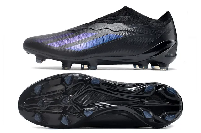 Adidas Black Purple Low-Cut Knit Collar Gradient Stripe Overlay Firm-Ground Soccer Shoes 6