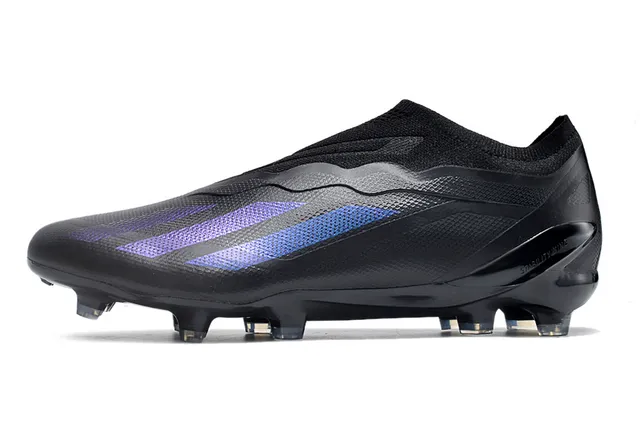Adidas Black Purple Low-Cut Knit Collar Gradient Stripe Overlay Firm-Ground Soccer Shoes 7