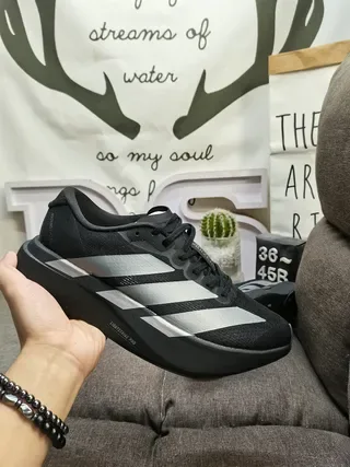 Adidas Black Silver Knit Mesh Upper Sculpted Monolithic Midsole Lifestyle Sneakers 5