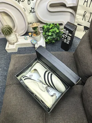 Adidas Black White Slip-On Leather Upper Loafer 13