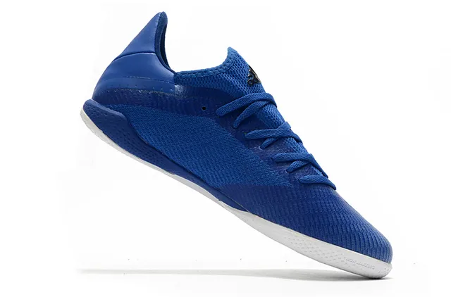 Adidas नीला काला बुनाई ऊपरी तीन पट्टियाँ इनडोर सॉकर जूते 9