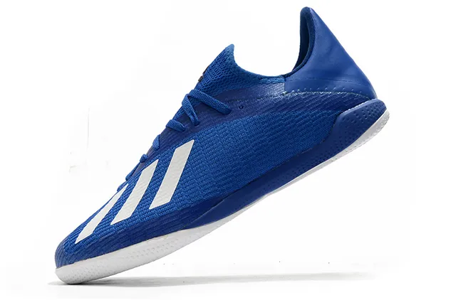 Adidas नीला काला बुनाई ऊपरी तीन पट्टियाँ इनडोर सॉकर जूते 10