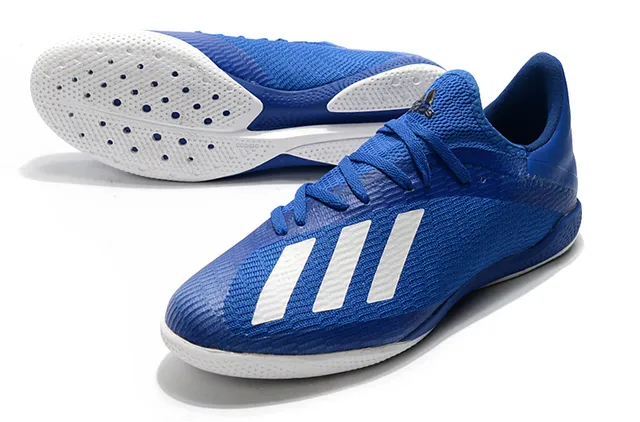 Adidas नीला काला बुनाई ऊपरी तीन पट्टियाँ इनडोर सॉकर जूते 11