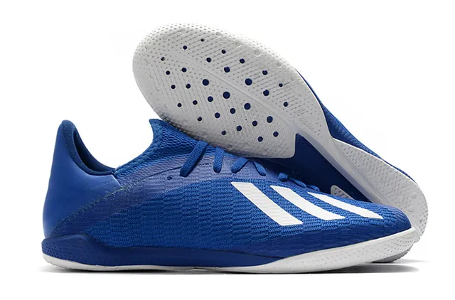Adidas नीला काला बुनाई ऊपरी तीन पट्टियाँ इनडोर सॉकर जूते 13