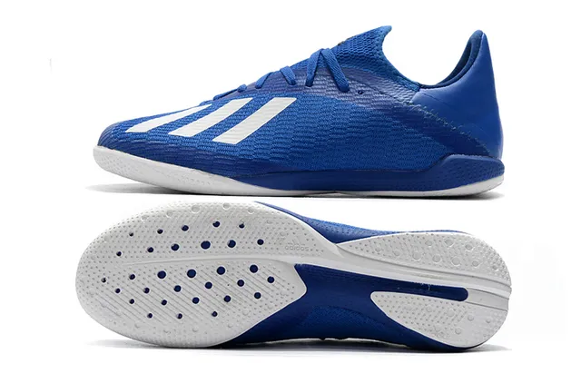 Adidas नीला काला बुनाई ऊपरी तीन पट्टियाँ इनडोर सॉकर जूते 14