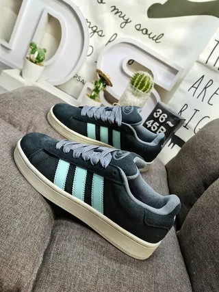 Adidas Blue Black Suede Upper Three-Stripe Side Panel Lifestyle Sneakers 7