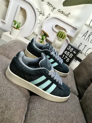 Adidas Blue Black Suede Upper Three-Stripe Side Panel Lifestyle Sneakers 9