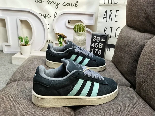 Adidas Blue Black Suede Upper Three-Stripe Side Panel Lifestyle Sneakers 11