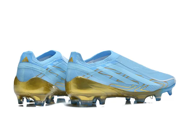 Adidas Bleu Or Sans Lacets Haut Ajusté Chaussette Translucide Semelle Dual Tone Semelle Sol Ferme Chaussures de Football 2