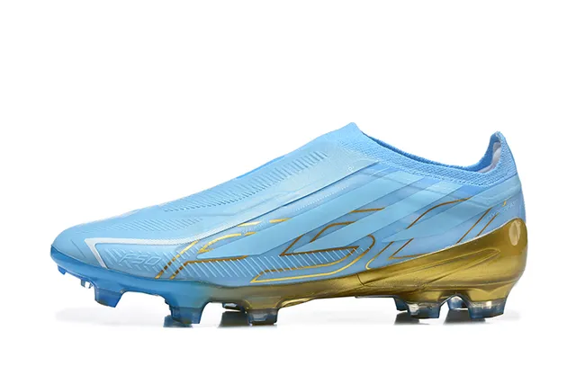 Adidas Bleu Or Sans Lacets Haut Ajusté Chaussette Translucide Semelle Dual Tone Semelle Sol Ferme Chaussures de Football 6